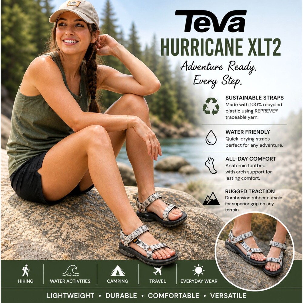 Teva Hurricane XLT2 Sandals Women's 10 Chara White Strap Trail Outdoor Hiking